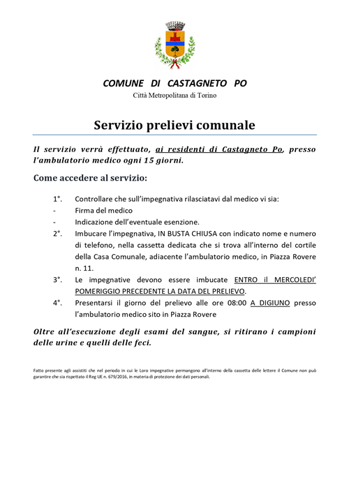 Servizio prelievi comunale