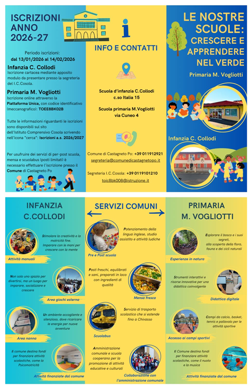 Anno scolastico 2026/2027 Iscrizioni alla Scuola Primaria e Scuola dell’Infanzia