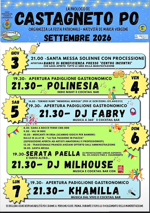 Festa Patronale della Natività di Maria Vergine dal 3 al 7 settembre 2026