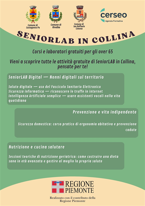 SeniorLAB in Collina Anzianità attiva a Castagneto Po